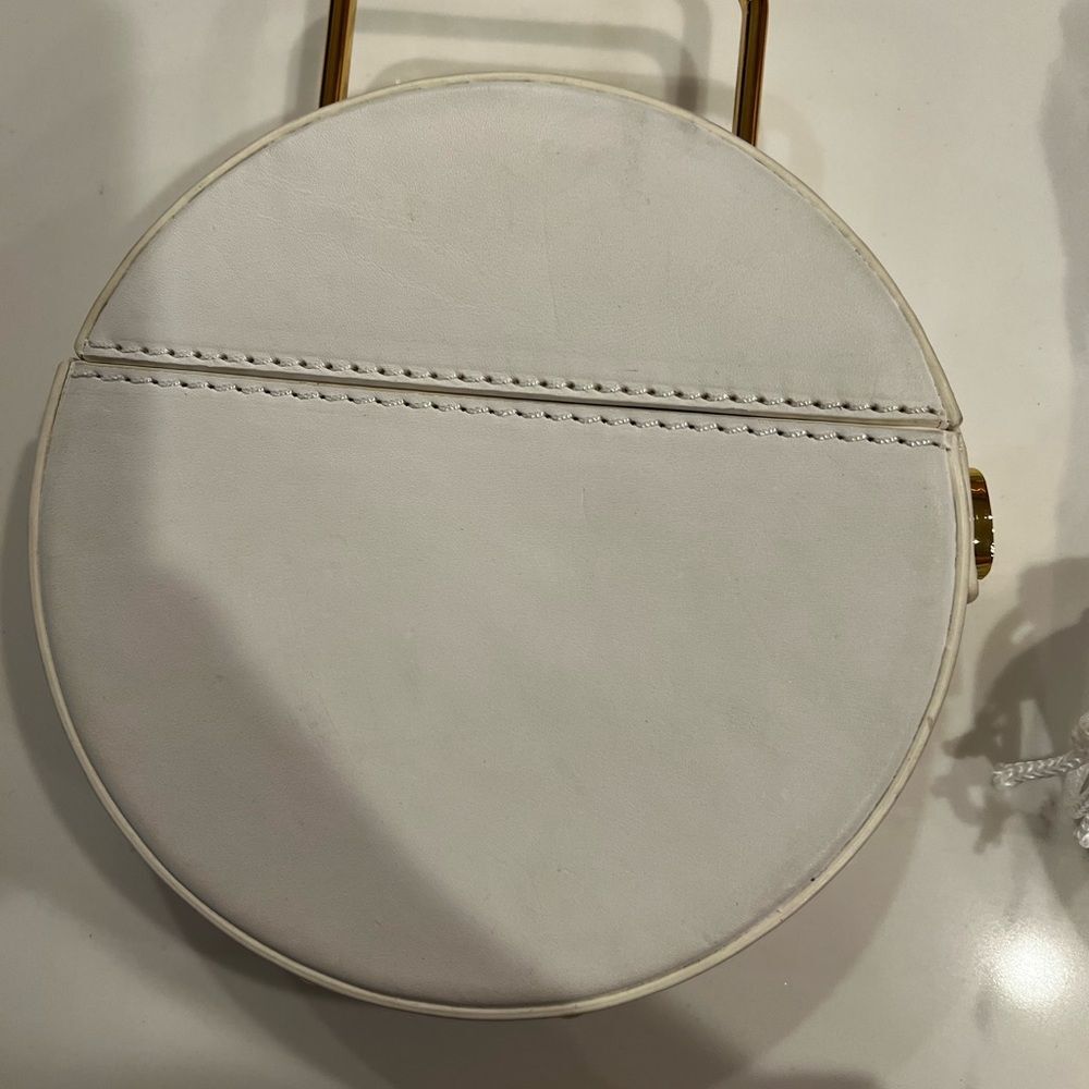 Rachel Comey Rider Circle Bag Ivory White Leather Round Brass Top Handle Rare - Picture 13 of 15